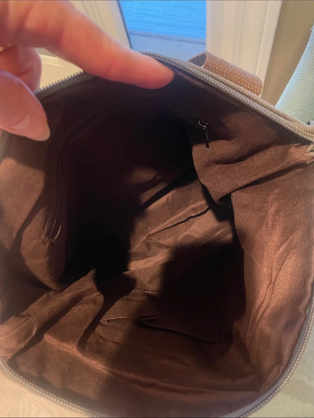 Canvas Tote Bag in brown  with Chestnut Trim like new